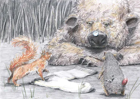 Waiting For Winter bear snowflake