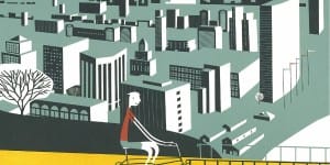 Following the yellow-paved road