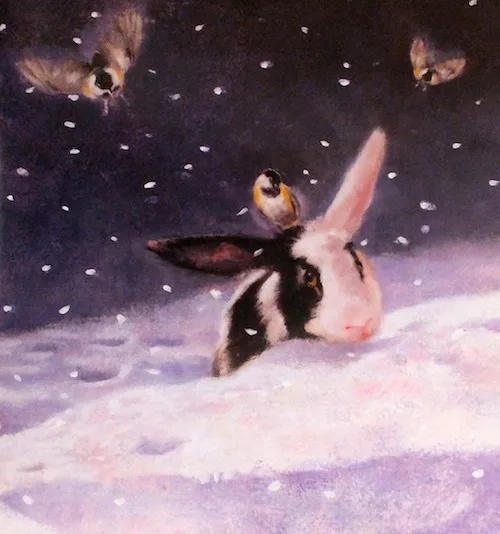 On a Snowy Night chickadees